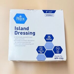 Med Pride Island Dressing 6x6 Sterile Adhesive Bandages 25 Count MPR-60886